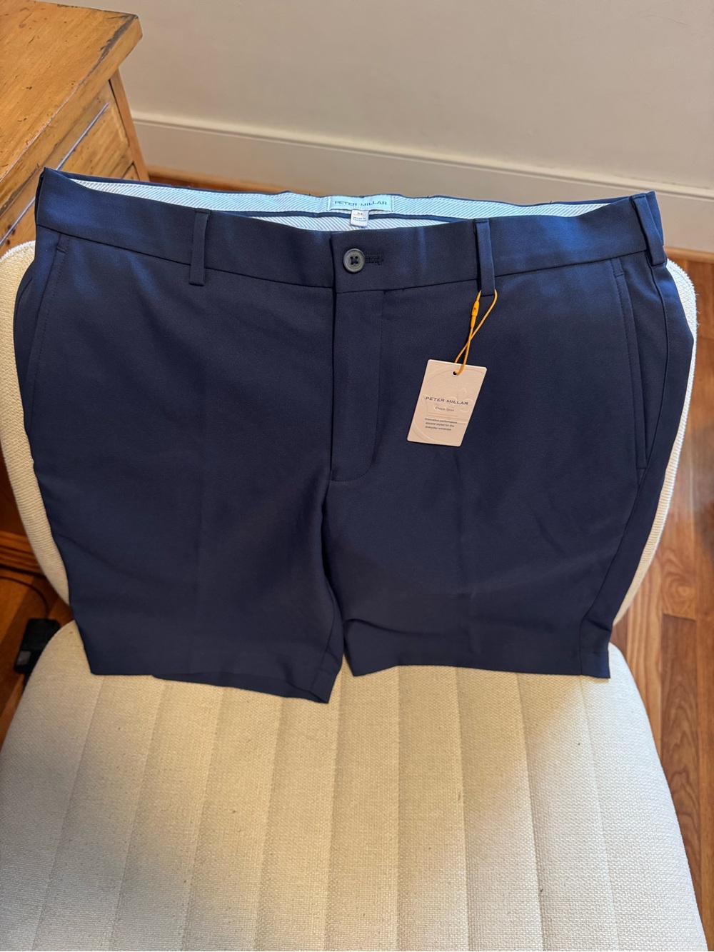 Peter Millar Navy Flat-Front Dress Shorts